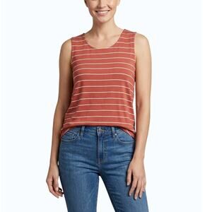 Market & Spruce Sleeveless Tank Top Red Striped Keyhole Women Size XL NWT